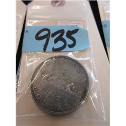 1962 Canadian Silver Dollar Coin - .800 Silver