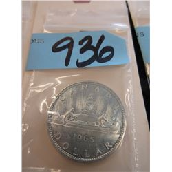 1965 Canadian Silver Dollar Coin - .800 Silver