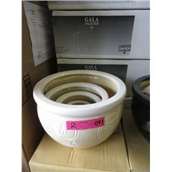 2 New 4 Piece Sets of Beige Ceramic Plant Pots