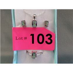 New 3 Piece Matching Mystic Topaz Set