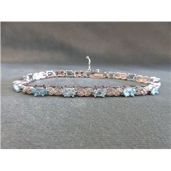 Blue Topaz & Diamond Tennis Bracelet