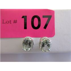 New Green Amethyst & Diamond Earrings