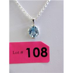 Blue Topaz & Diamond Pendant/Necklace