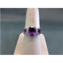 Sterling Silver Amethyst & Diamond Dinner Ring