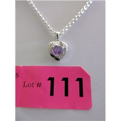 .75 CT Heart Cut Amethyst & Diamond Necklace