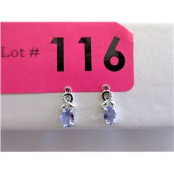 New Sterling Silver Diamond & Tanzanite Earrings