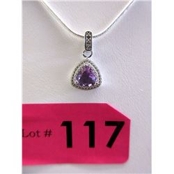 Sterling Silver Amethyst & Diamond Necklace