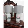 Image 1 : Pair of Glass Base 27" Table Lamps with Shades