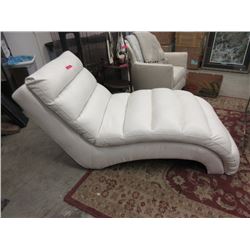 White Leather-Like Lounge Chair