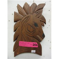 Signed First Nations "Stallion" Wood Carving