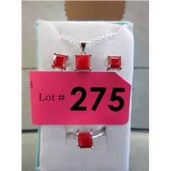 New Matching 3-Piece Ruby Jewelry Set