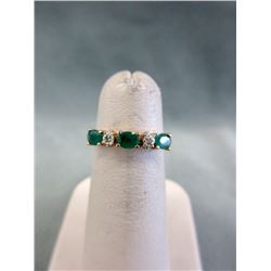 10KT Yellow Gold Emerald & Diamond Ring