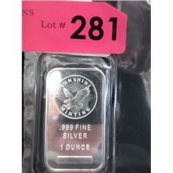 1 Oz. Sunshine Minting .999 Silver Bar