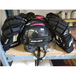 Bauer Hockey Helmet & CCM Gloves - Like New