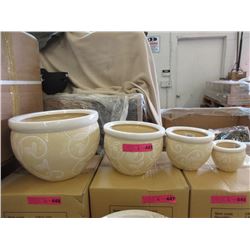 2 New 4 Piece Sets of Ceramic Plant Pots