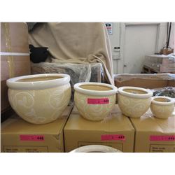 2 New 4 Piece Sets of Ceramic Plant Pots