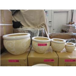 2 New 4 Piece Sets of Ceramic Plant Pots