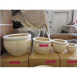 2 New 4 Piece Sets of Ceramic Plant Pots