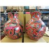 Image 1 : 2 New Oversize Red & Metallic Glazed Vases