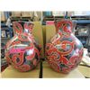 Image 1 : 2 New Oversize Red & Metallic Glazed Vases