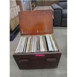 Vintage Wood Storage Cabinet & LP Records