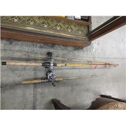 2 Cork Handled Fishing Rods with Salmon Reels