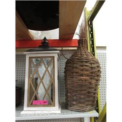 Large Patio Lantern & Wicker Vase