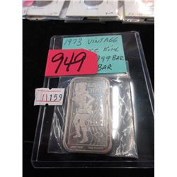 1973 One Oz. .999 Fine Silver "Go Go Girl" Bar