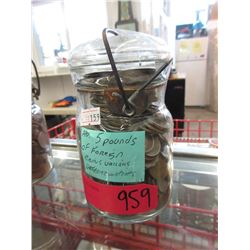 Approximately 5 Pounds of Foreign Coins in a Jar