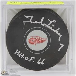 DETROIT RED WINGS TED LINDSEY HHOF 66 SIGNED