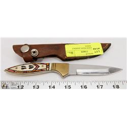 HAND CARVED BONE HANDLE HUNTING KNIFE