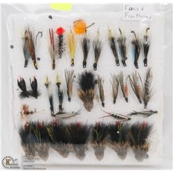 32 ASSORTED FLIES AND FISH HOOKS