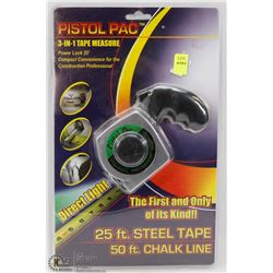 NEW 25' PISTOL PAC 3 IN 1 TAPE MEASURE