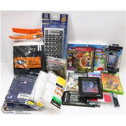 BOX OF ASSORTED ITEMS INCLUDING UNIVERSAL REMOTE,