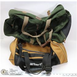 2 HEAVY DUTY CANVAS DUFFEL BAGS INCL CARHARTT