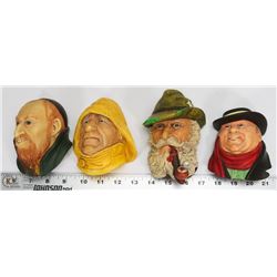 4 BOSSON ENGLAND CHALKWARE HEADS - FAGIN..