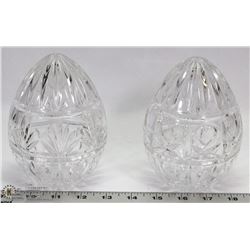 SET OF TWO 6 INCH BOHEMIAN CRYSTAL EGGS