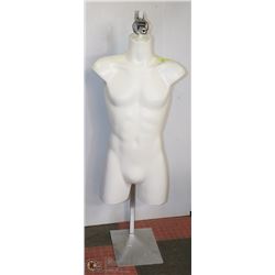 FIBERGLASS MALE HALF MANNEQUIN WITH STAND