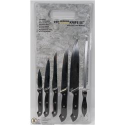 NEW 7PC GERMAN STYLE KNIFE SET WITH CUTTING BOARD