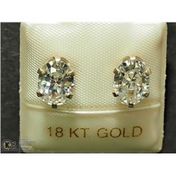 34) 18 KT GOLD CUBIC ZIRCONIA EARRINGS