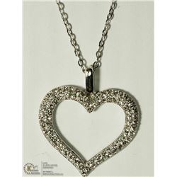 48) HIGH FASHION HEART NECKLACE W/WHITE CRYSTALS