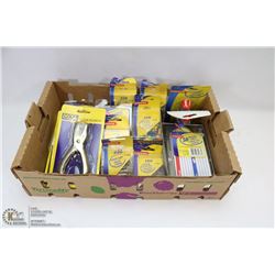 FLAT OF OFFICE SUPPLIES INCLUDING HOLE PUNCHES,
