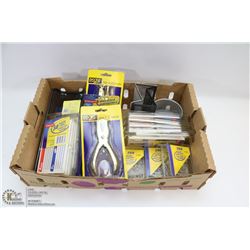 FLAT OF OFFICE SUPPLIES INCLUDING PUSH PINS,