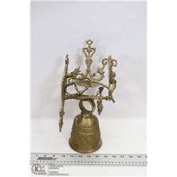 LARGE SOLID BRASS EUROPEAN BELL -WALL MOUNTED