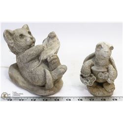 FLAT WITH CEMENT BEAR AND TURTLE