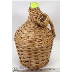 VINTAGE WICKER WRAP LARGE WINE BOTTLE