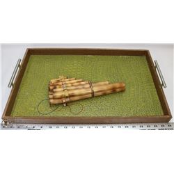 LARGE BAMBOO HARMONICA WITH DECORATIVE TRAY