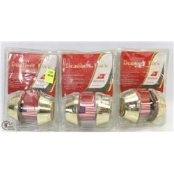 LOT OF 3 SINGLE CYLINDER DEADBOLT LOCKS