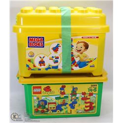 BIN OF LEGO SOLD WITH BIN OF MEGA BLOKS