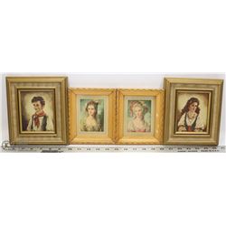 SET OF 4 ANTIQUE PICTURES 3 X 5 (2 LABELLED )